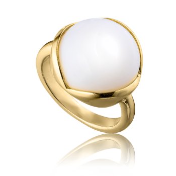 Glory ring stor i 18 karat guldbelagt sølv med hvid opal