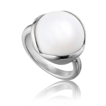Glory ring stor i sølv med  hvid opal
