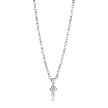Glow sølv halskæde med hvid topas og diamant