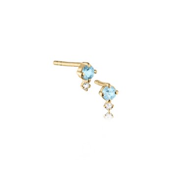 Glow-Ohrringe aus 18 Karat vergoldetem Silber mit blauem Topas und Diamant