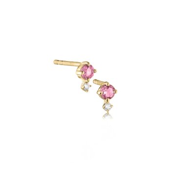 Glow-Ohrringe aus 18 Karat vergoldetem Silber mit rosa Turmalin und Diamant