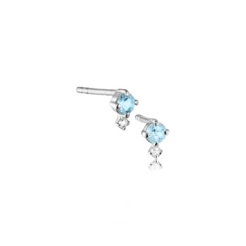 Glow sølv øreringe med blå topas og diamant