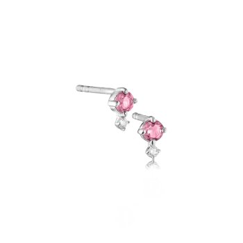 Glow sølv øreringe med pink turmalin og diamant