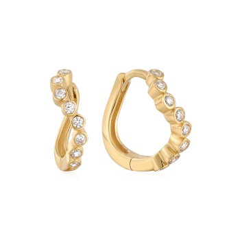 Fine Ohrring aus 14 Karat Gold, mit Diamanten besetzt