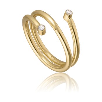 Infinity spiral ring med brillantslebne diamanter i 18 karat guldbelagt sølv