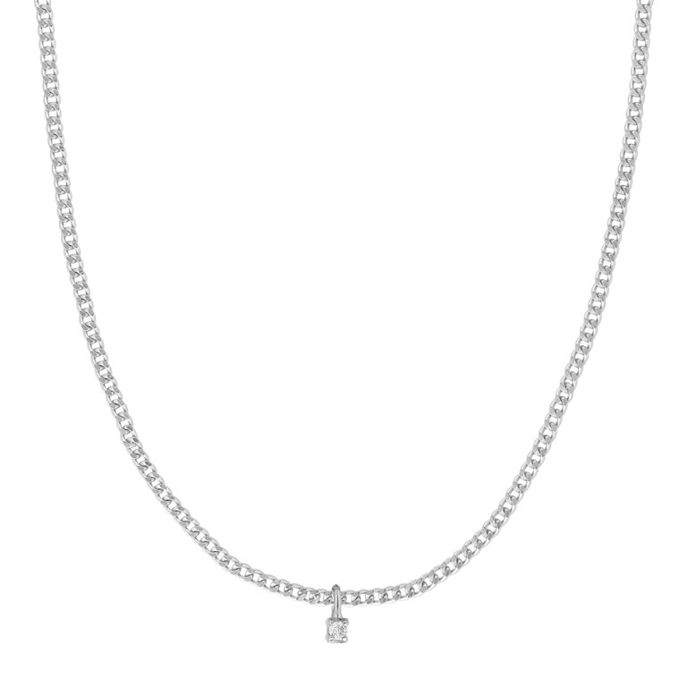 Infinity halskæde i sølv med brillantslebet diamant