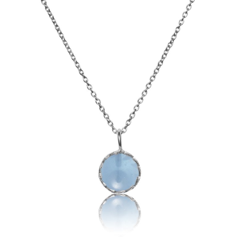 Arktisk pil halskæde i sølv med blå topas ædelsten