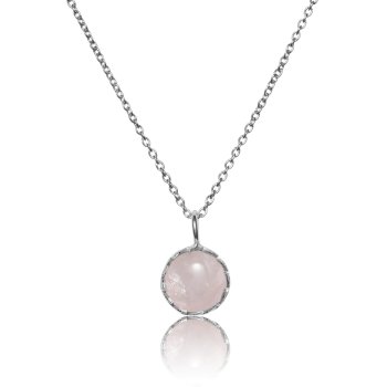 Arktisk pil halskæde i sølv med rosa quartz ædelsten