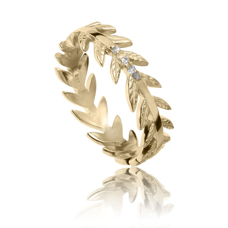 Arktisk pil ring i 18 karat guldbelagt sølv med champagne farvede diamanter