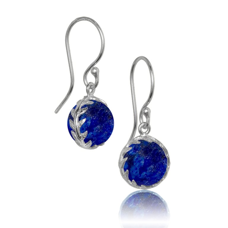 Arktisk pil øreringe i 925 sterlingsølv med blå lapis lazuli ædelsten