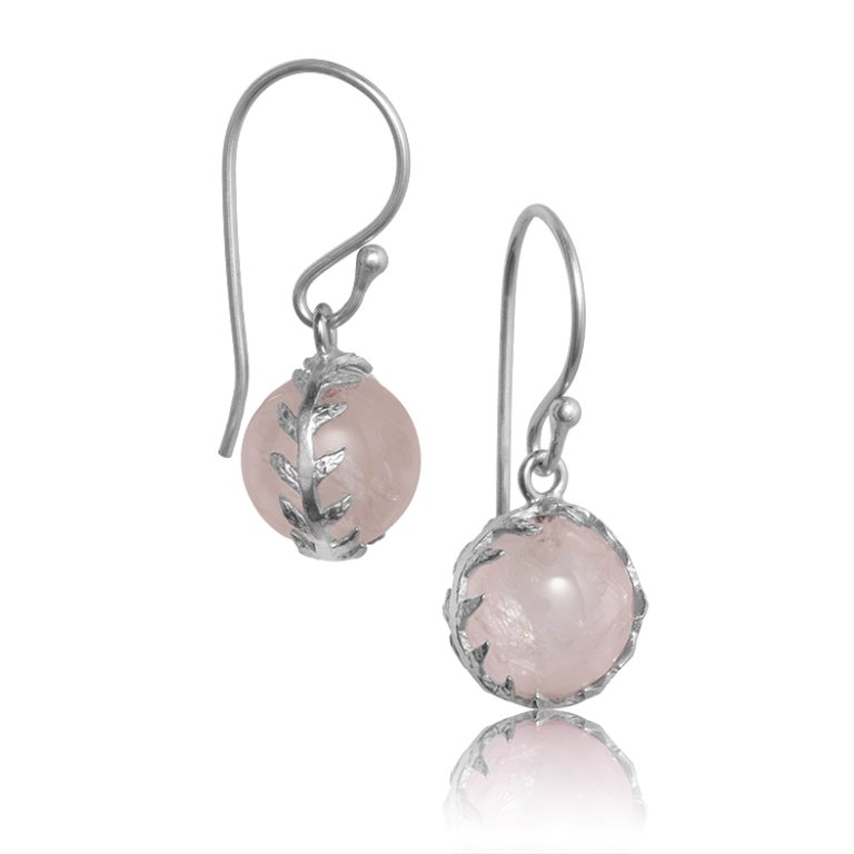 Arktisk pil øreringe i sølv med rosa kvarts ædelsten