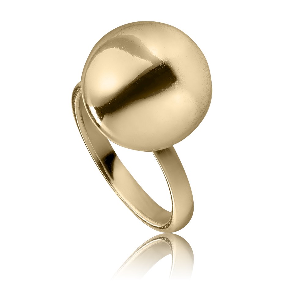 skive seng Cirkel Køb OP ring i 18 karat guldbelagt sølv med kugle / Ringe
