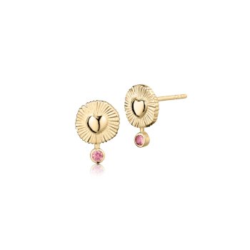 Open Heart Ohrringe aus 18 Karat vergoldetes Silber mit rosa Turmalin