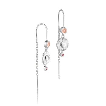 Open Heart øreringe i sølv med rosakvarts og pink turmalin