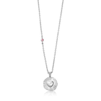 Open Heart Halskette aus Silber mit Rosenquarz und rosa Turmalin