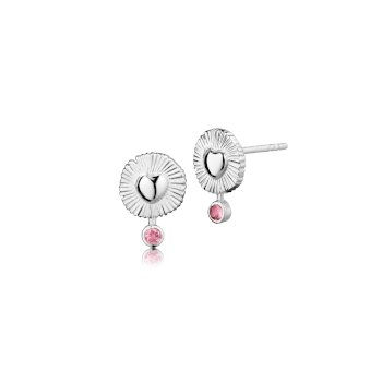 Open Heart øreringe i sølv med pink turmalin