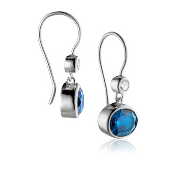 Princess øreringe i sølv med london blå topas quartz og zirkonia
