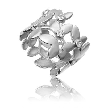 Forest blad ring i sølv med topaser
